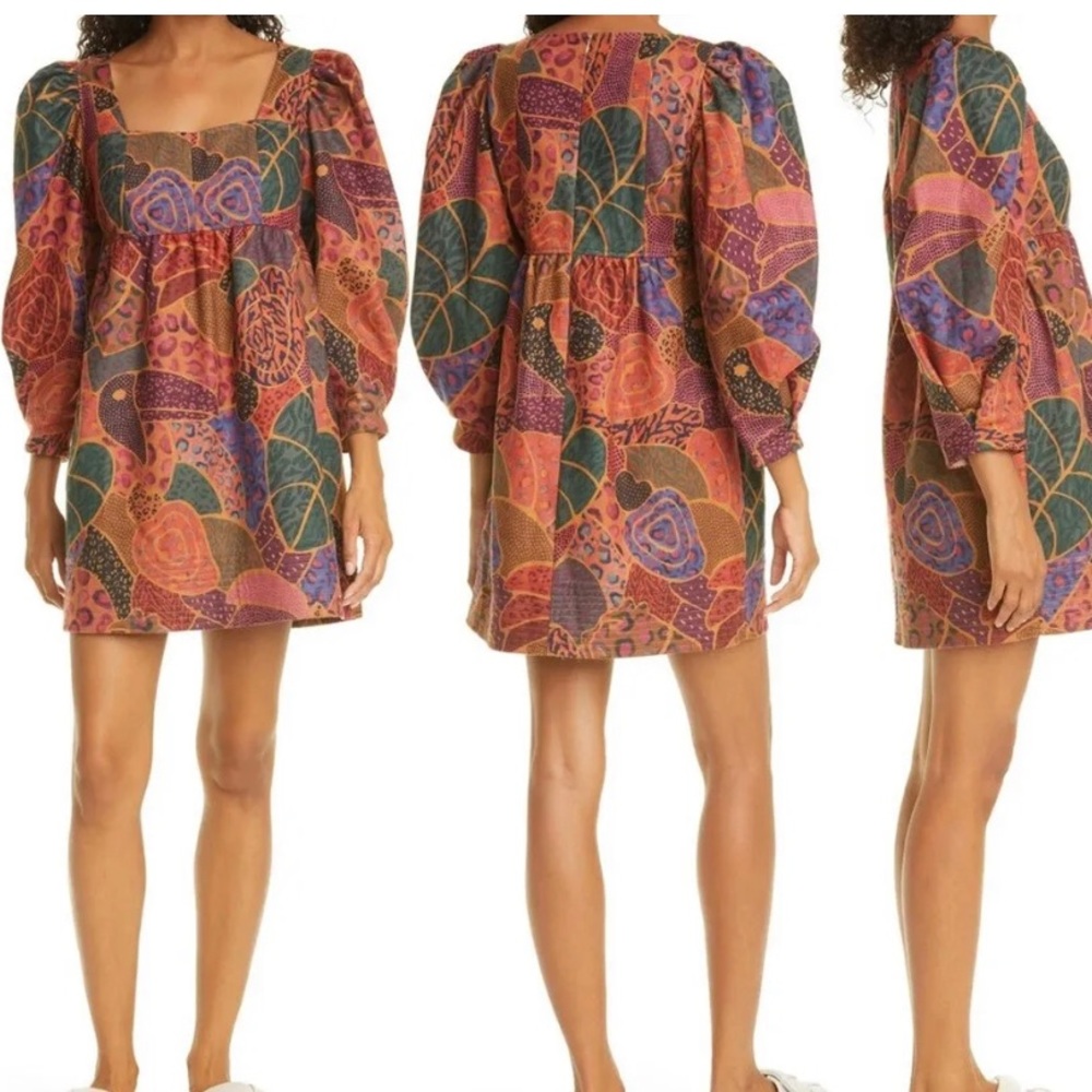 Farm Rio Hidden Animals Print & Mini Length Fleece Dress Small MSRP $215